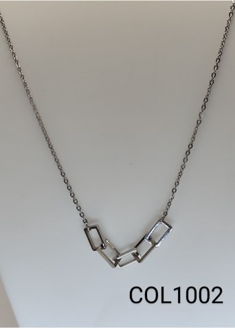 colar  inox pingente de retângulos