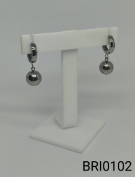 brinco inox argola pingente bolinha