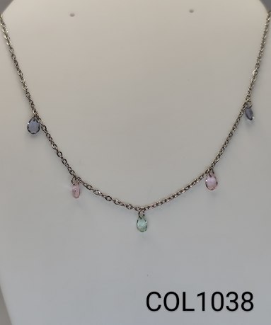 colar inox zircônias coloridas