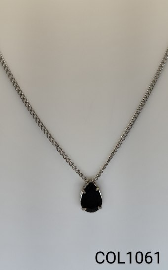 colar inox pingente gota preto