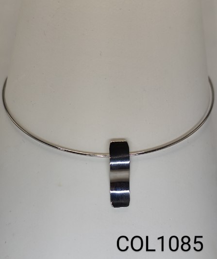 colar inox rígido pingente retângulo