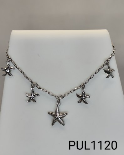 pulseira 21 cm corrente inox pingentes em forma de  estrela do mar