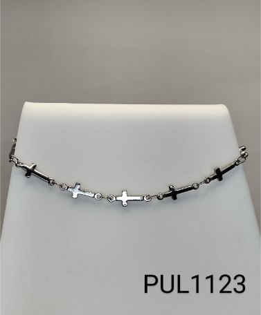 pulseira 21 cm inox corrente com várias cruzes