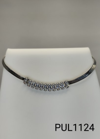 pulseira 21 cm inox corrente fita com zircônias