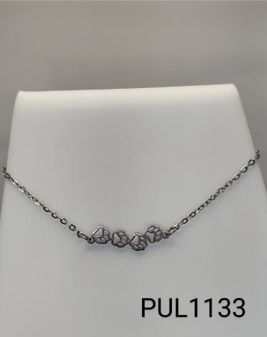 pulseira 21 cm inox corrente com pingentes de patinha de gato
