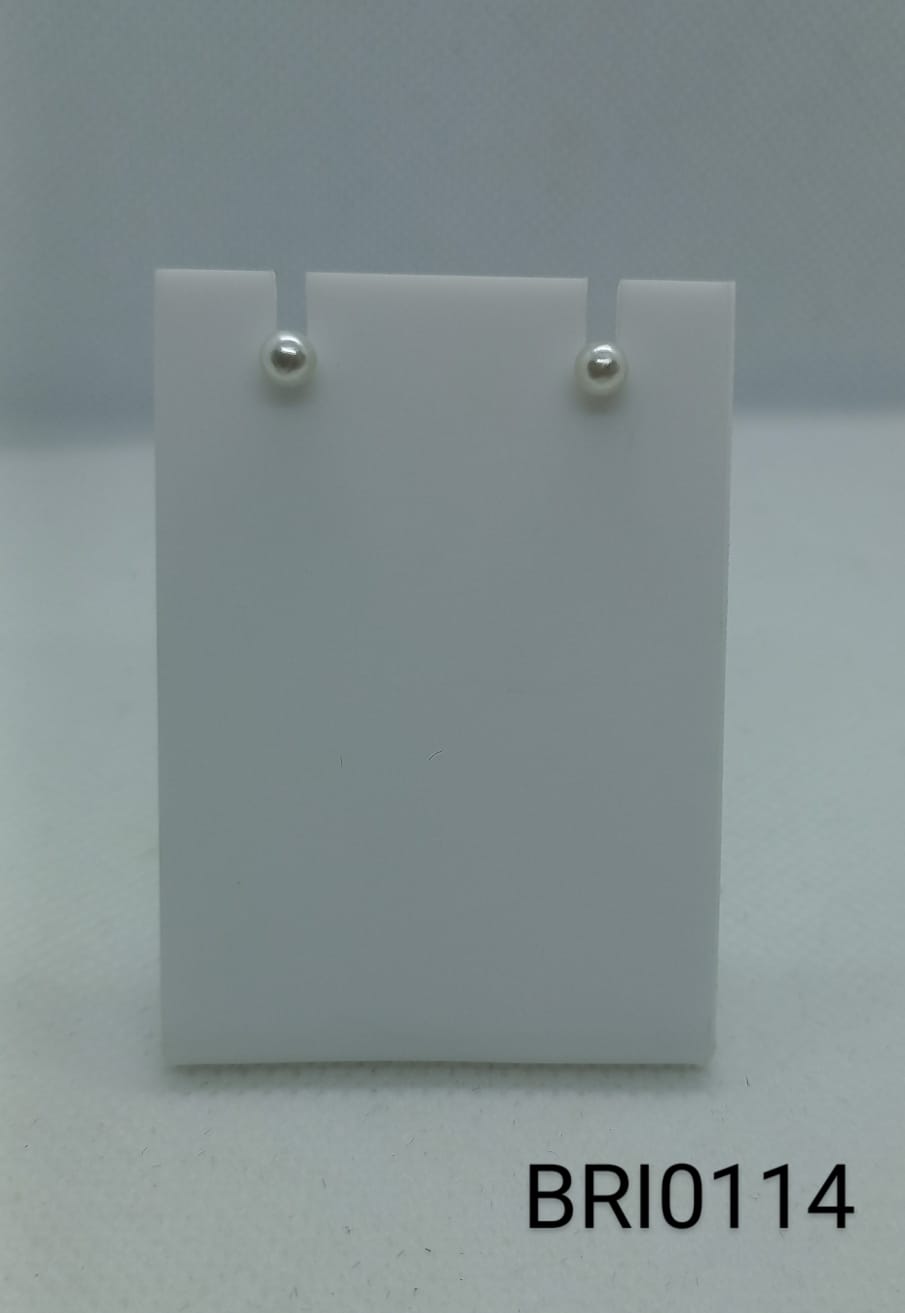 brinco inox pequeno bolinha pérola branca