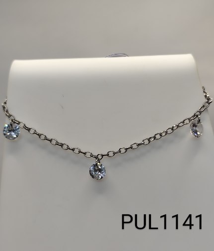 pulseira 20 cm inox corrente com pingentes de  zircônia