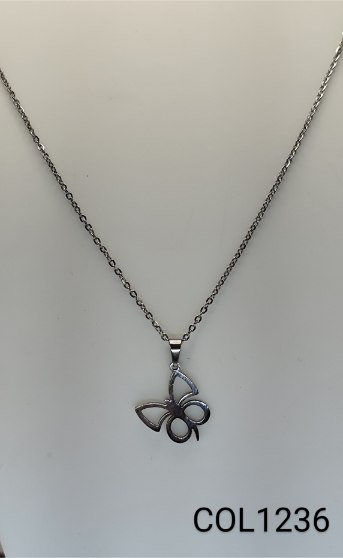 colar inox pingente borboleta