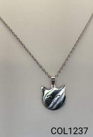 colar inox pingente cara de gato