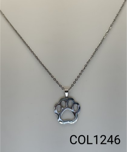 colar inox pingente pata pet