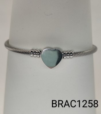 bracelete inox ajustável torcido com coração