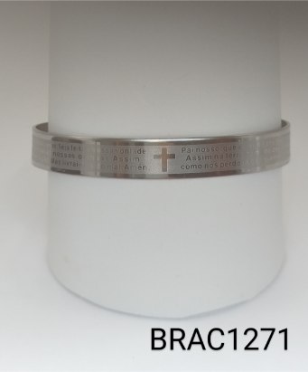 bracelete inox com a inscrição da oração do Pai Nosso