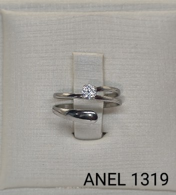 anel inox  2 frisos e zircônia