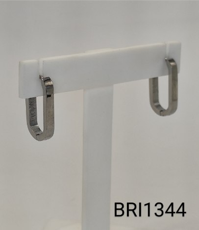 brinco, inox fecho click  retangular 