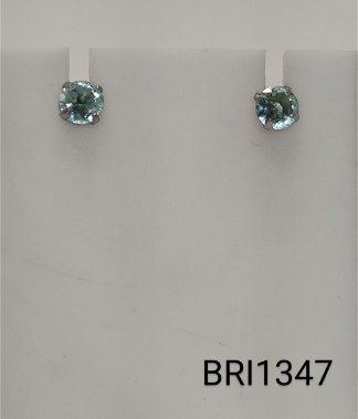 brinco inox pequeno zircônia  azul