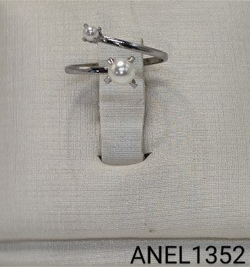 anel inox ajustável  com 2 pérolas