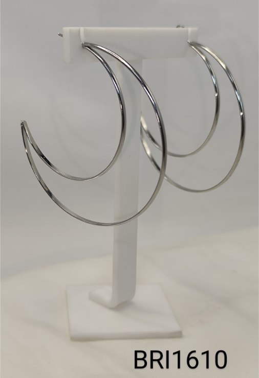 brinco inox argola  lua 2 fios