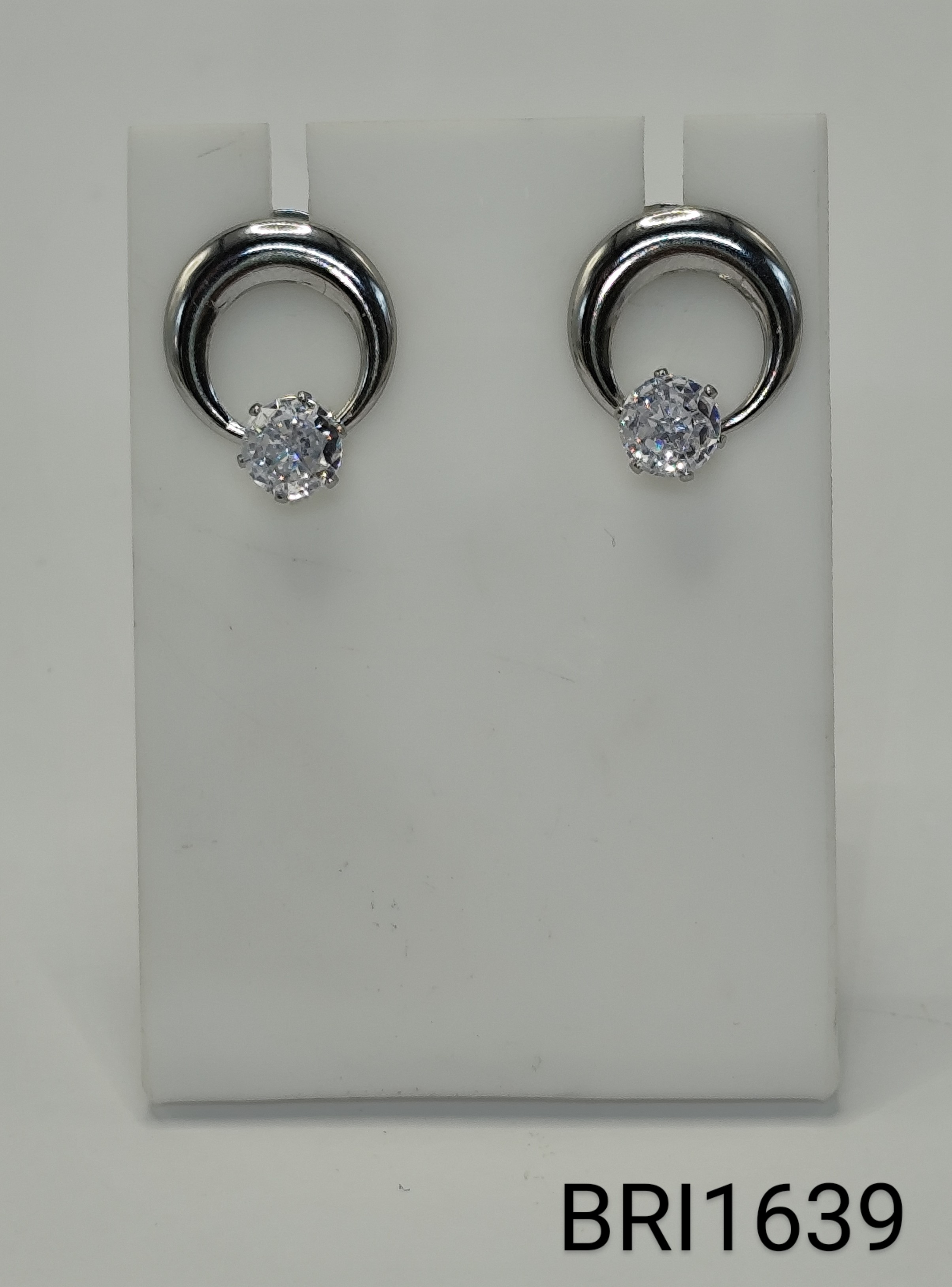 brinco inox círculo zircônia transparente