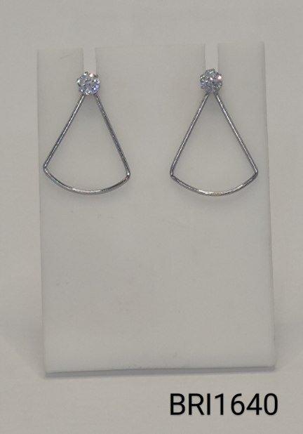 brinco inox triângulo zircônia azul