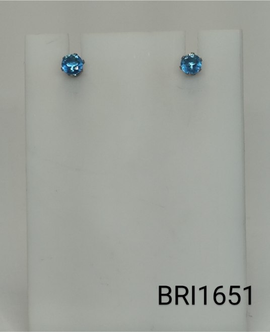 brinco inox pequeno zircônia azul