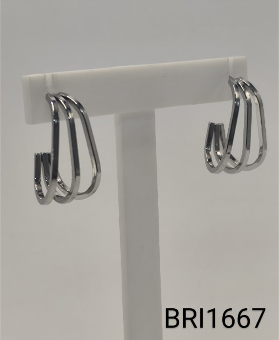 brinco inox argola 3 fios geométricos