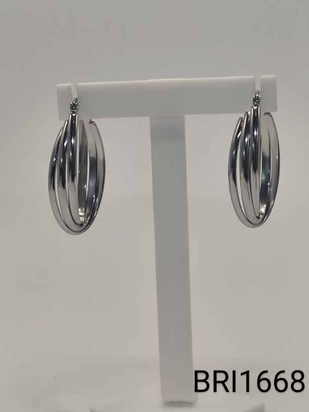 brinco inox argola 3 fios trançados