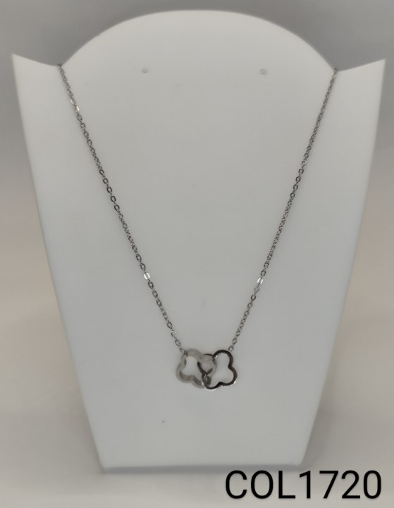 colar inox cartier pingente 2 folhas trevo