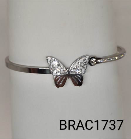 bracelete inox borboleta zircônia