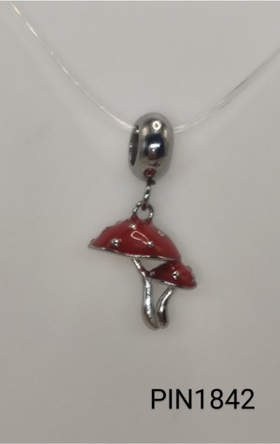 berloque inox cogumelo vermelho