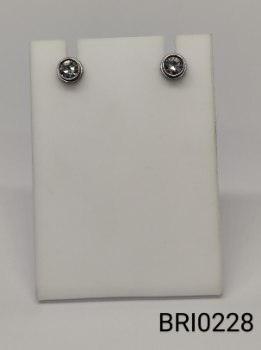 brinco inox bolinha zircônia transparente