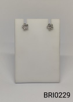 brinco inox flor com zircônia