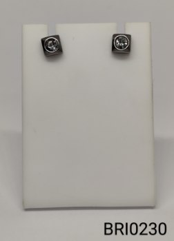 brinco inox  zircônia transparente