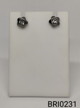 brinco inox flor zircônia transparente