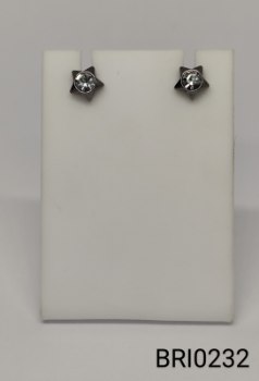 brinco  inox estrela bolinha zircônia transparente