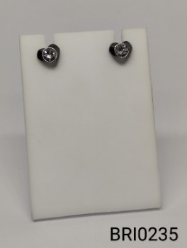 brinco inox argola coração zircônia transparente