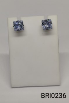 brinco inox quadrado zircônia transparente