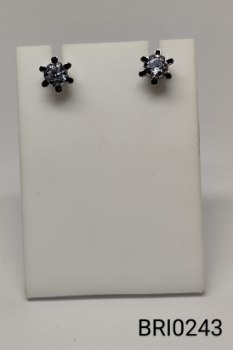 brinco inox flor zircônia transparente