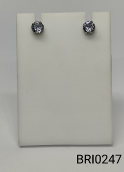 brinco inox ponto de luz  redondo zircônia transparente