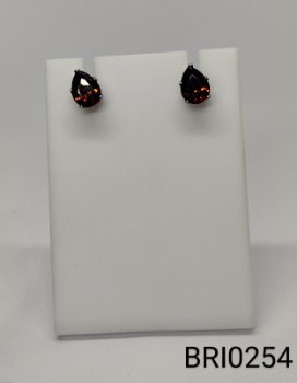 brinco inox  gota pedra vermelha
