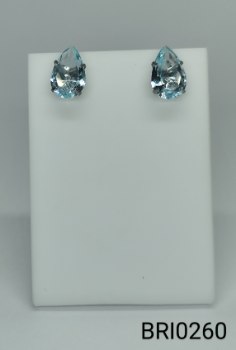 brinco inox gota pedra azul água