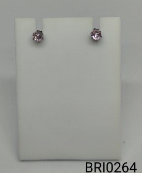 brinco inox  bolinha zircônia transparente