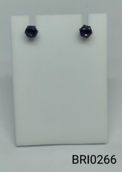 brinco inox redondo pedra lilás