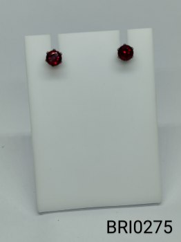 brinco inox redondo pedra vermelha