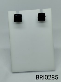 brinco inox quadrado zircônia preta