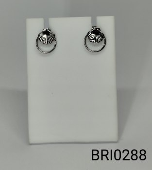 brinco inox círculo com concha