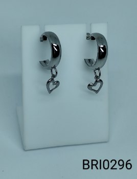 brinco inox argola boleado pingente coração