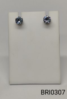 brinco inox bolinha zircônia transparente