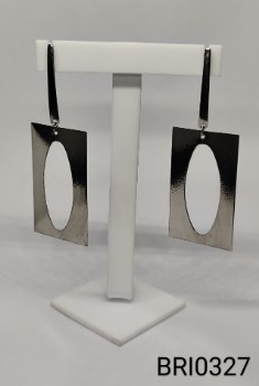 brinco inox retângulo vazado