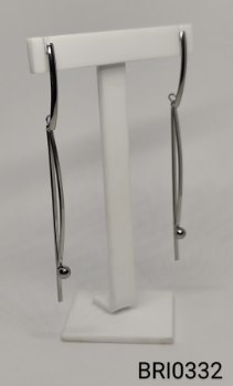 brinco inox grande  haste dupla com bolinha na ponta