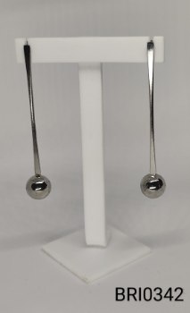 brinco inox  grande  haste com bolinha na ponta de  inox